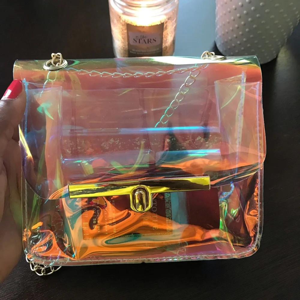 Holographic Crossbody Bag with Gold Chain - Picture 5 of 11